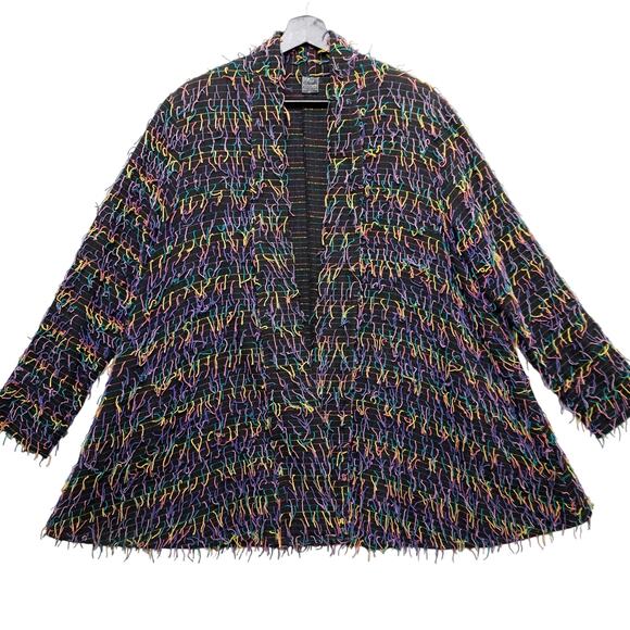 Car Pool Couture Multi Color Boho Fringe Jacket 100% Cotton M - Picture 1 of 12